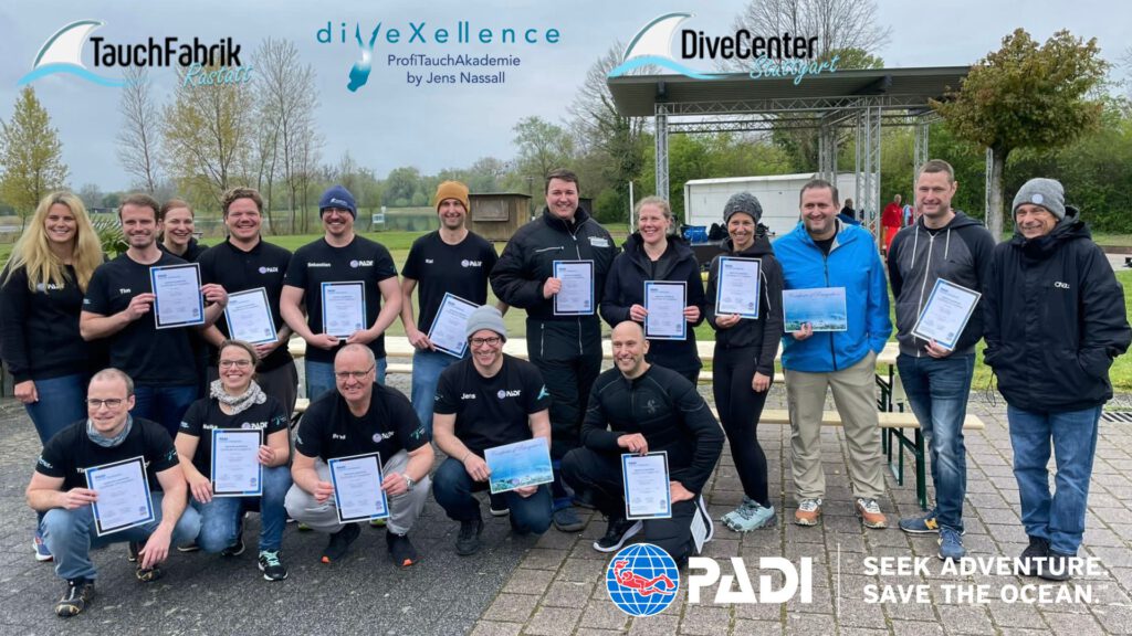 PADI IDC - Ostern Tauchlehrerkurs IE Abschluss Tauchschule Ulm Tauchfabrik Rastatt Divecenter Stuttgart diveXellence